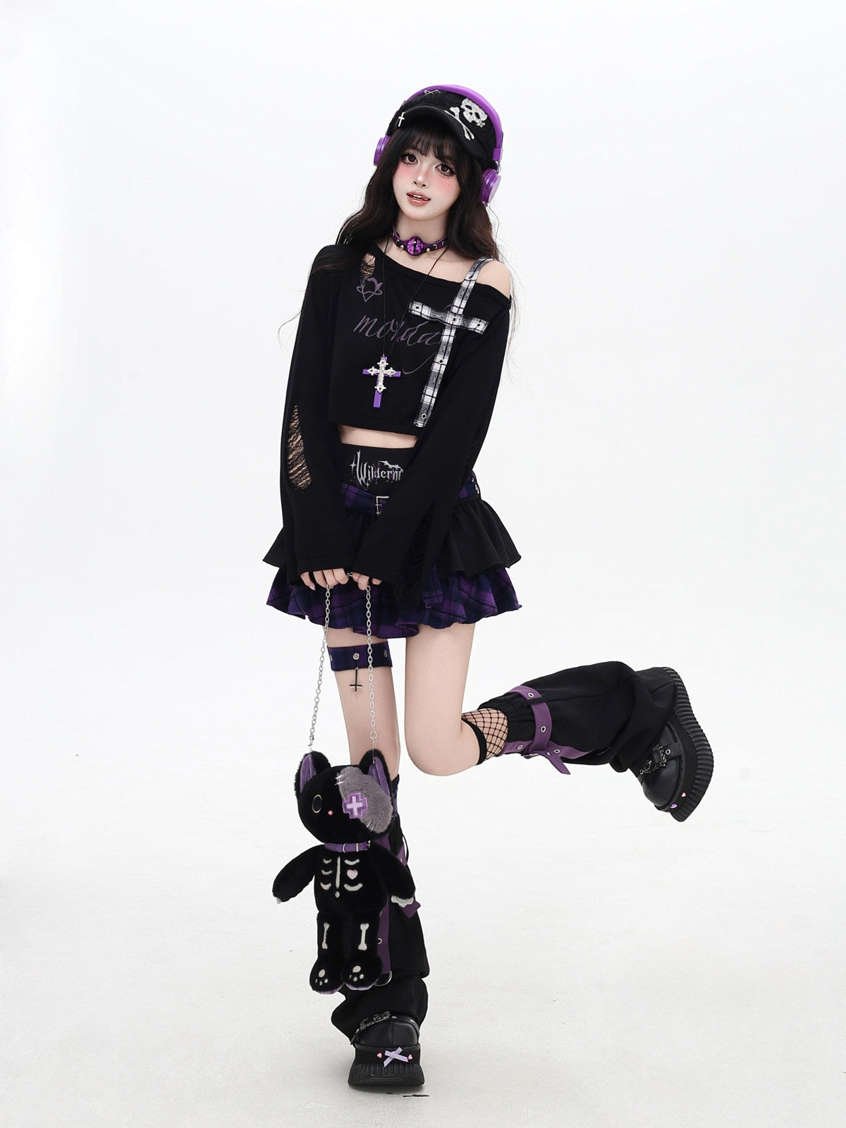 Crazy Girl Original Niche Leaf Cross Pattern Shoulder Strap Short Knit Cover-Up