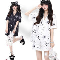 Black & White Little Rabbit Short Sleeve Original Skin-Friendly Girly Lounge Pajama Set – Summer Women