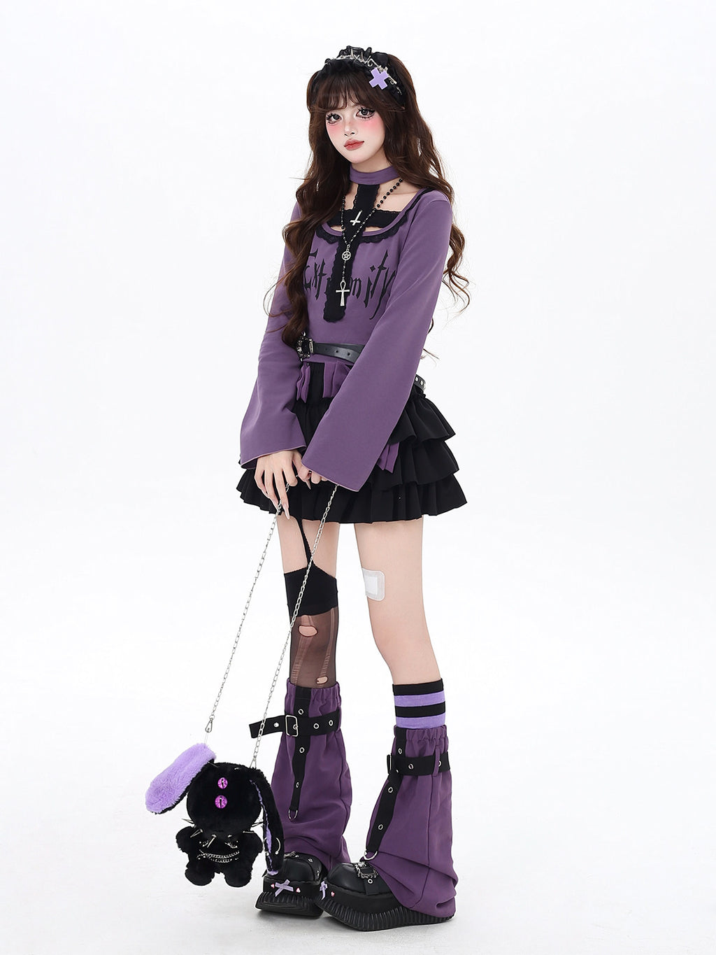 Tokyo Note Original Light Niche Black Purple Slim Long Sleeve T-Shirt – Spring Summer
