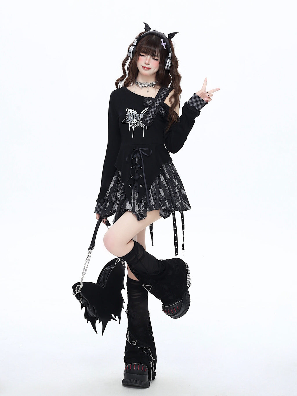 Showa Night Sweet Spicy Irregular Long Sleeve Slim Crop Top – Original Subculture Design