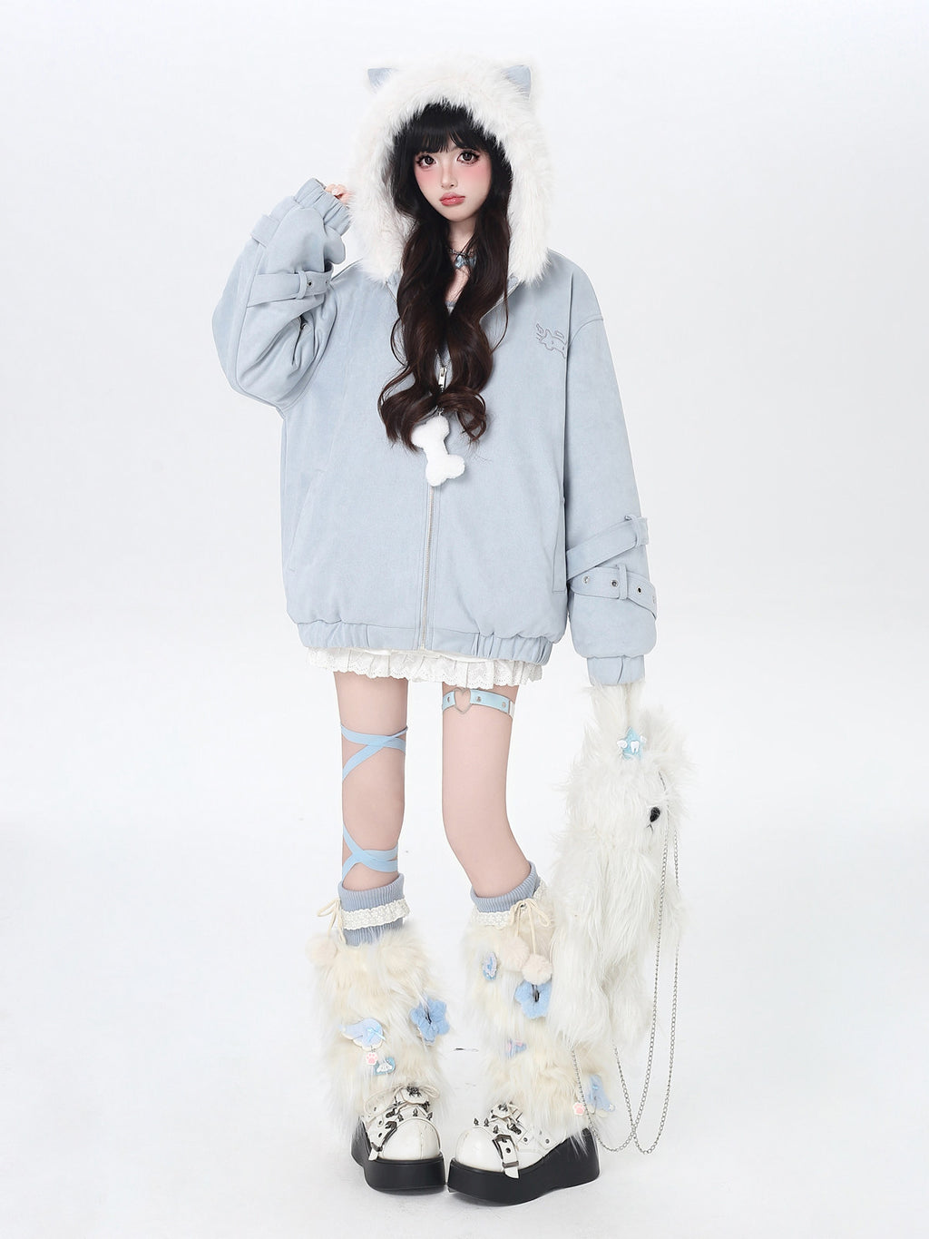 Angel Kitty Fluffy Cat Ear Oversized Quilted Cotton Jacket – Casual Warm Outerwear
