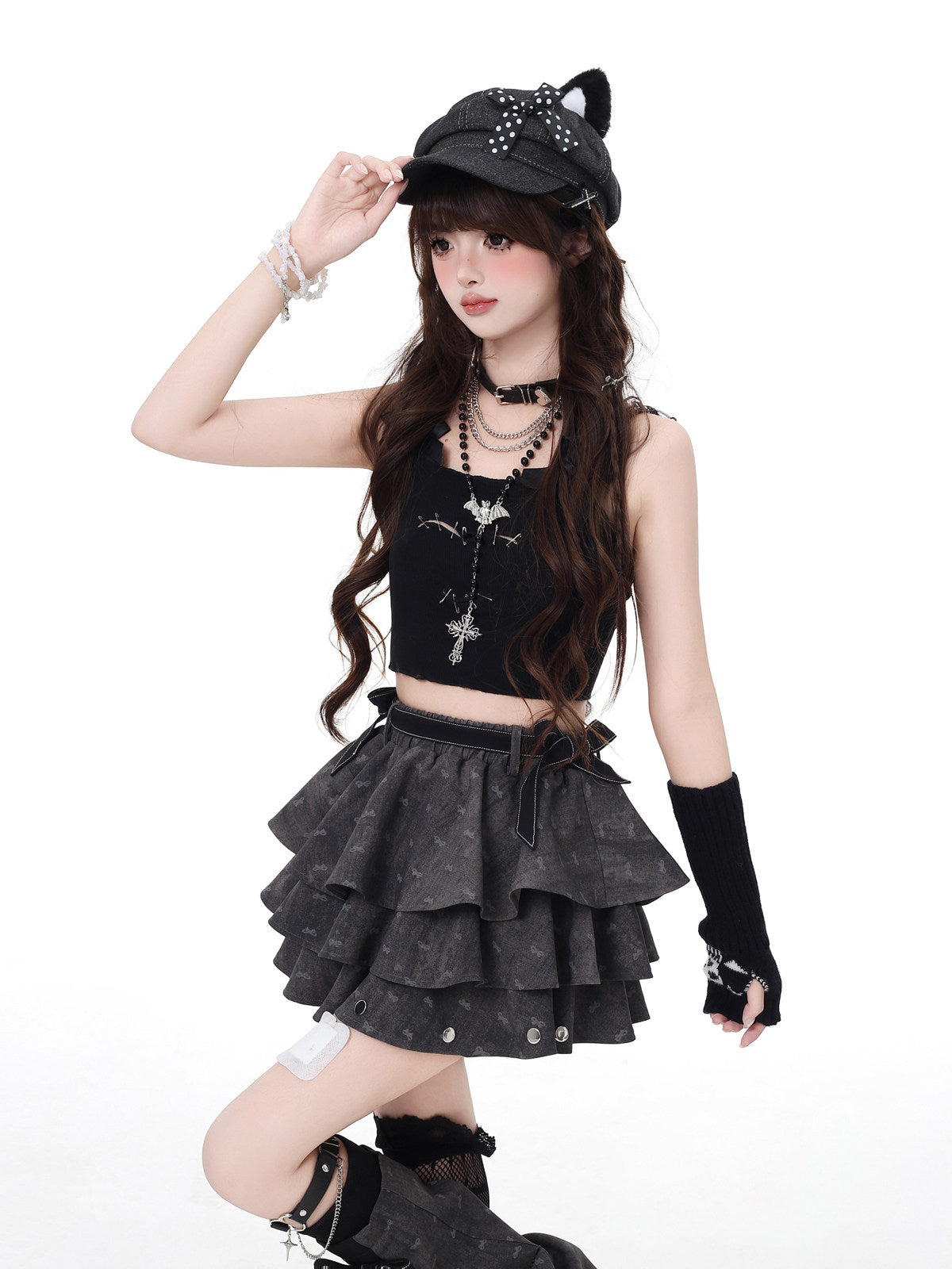 Farewell Poem Original Subtle Pattern Niche Gray Design Cake Skirt – Summer (Leg Cover Included)