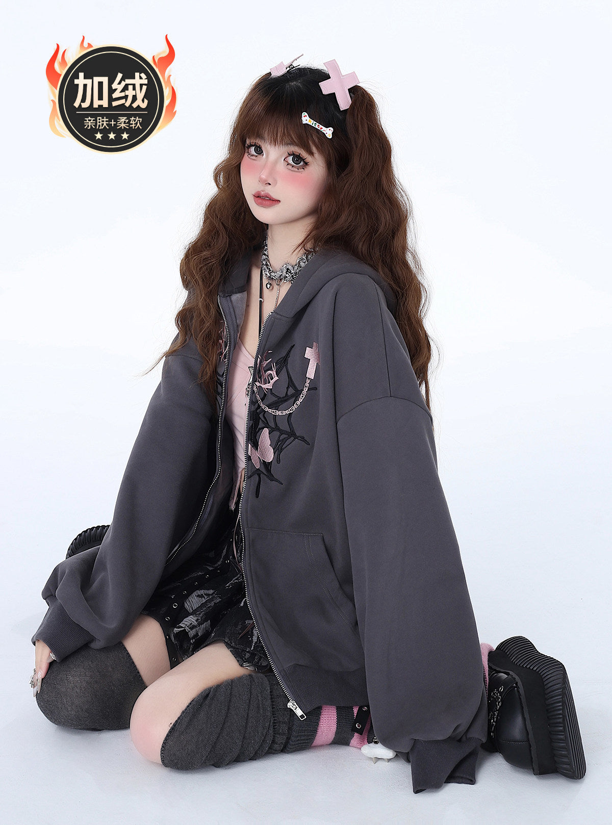 Broken Butterfly Original Sweet Subpunk Niche Oversized Versatile Hoodie Jacket – Early Spring