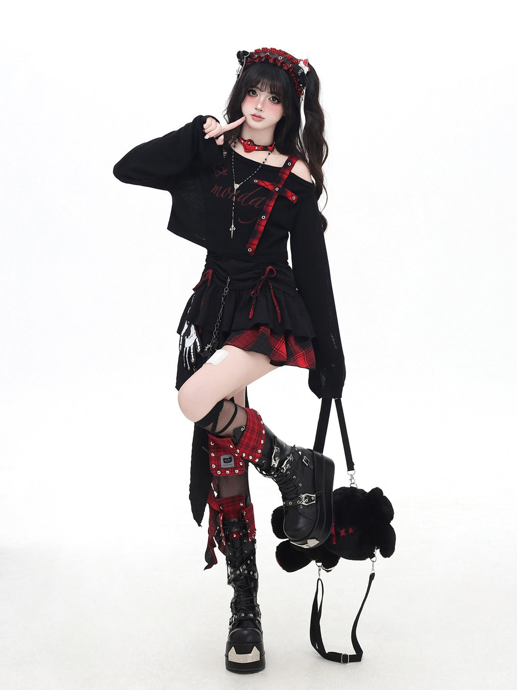 set01 _ Leaf Cross Pattern Knit Cover-Up – Shoulder Strap Cropped Knit Top | pynkpig