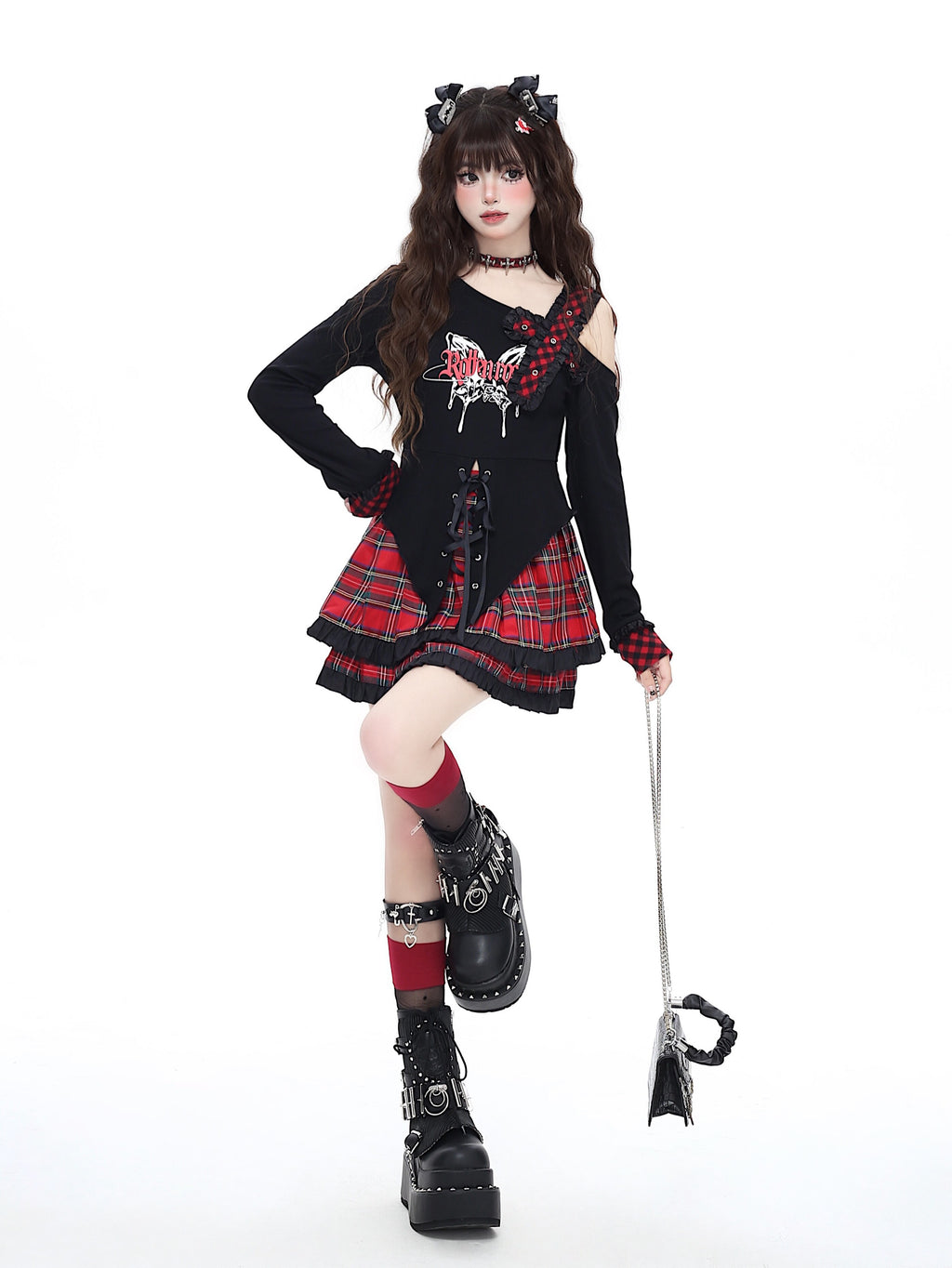 Showa Night Sweet Spicy Irregular Long Sleeve Slim Crop Top – Original Subculture Design