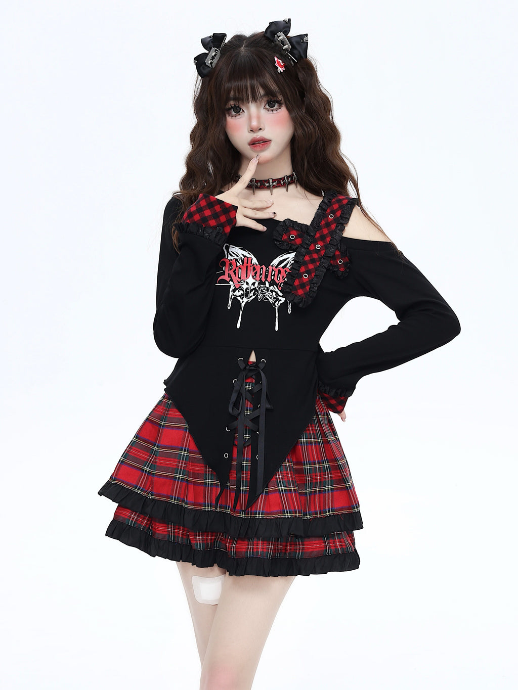 Showa Night Sweet Spicy Irregular Long Sleeve Slim Crop Top – Original Subculture Design