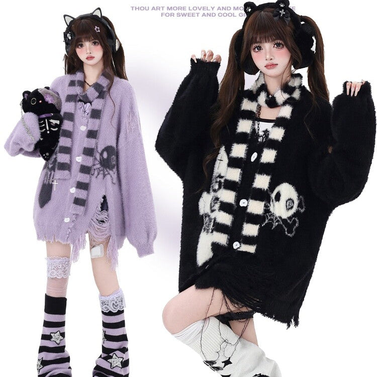 Apocalypse Mist Mink Fur Cardigan with Neck Warmer – Original Subculture Design