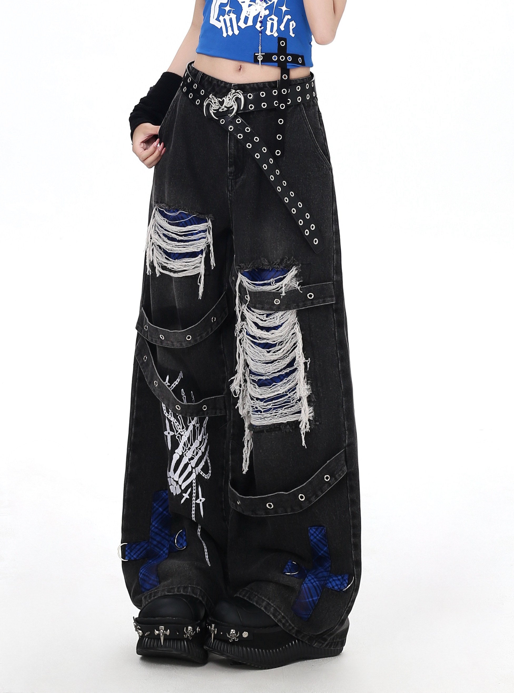 Escape Coachella Original Niche Punk Vintage Distressed Washed Denim Jeans – Spring Summer