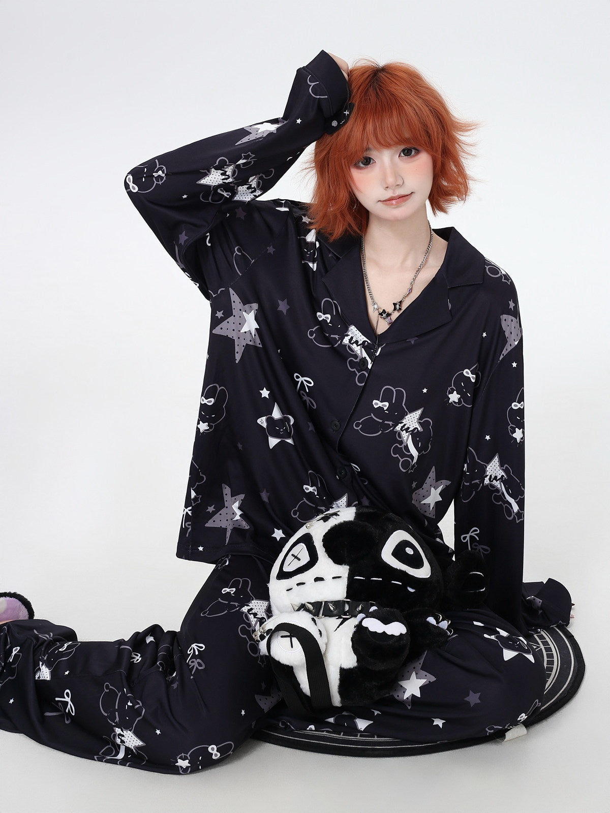 Original Black & White Rabbit Style Skin-Friendly Cozy Pajama Long Sleeve Loungewear Set – Spring Summer Girls