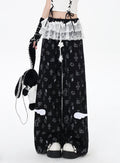 Katie Print Sweet Cool Lace Trim Feminine Casual Oversized Lounge Pants – Women's Sweatpants