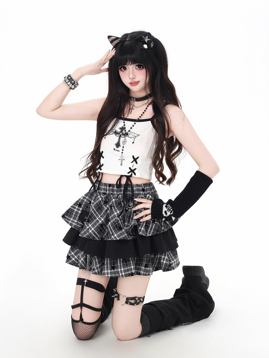 Senior Destruction 2.0 Original Star Pattern Heavy Half-Length Cake Skirt – Women's Mini Skirt