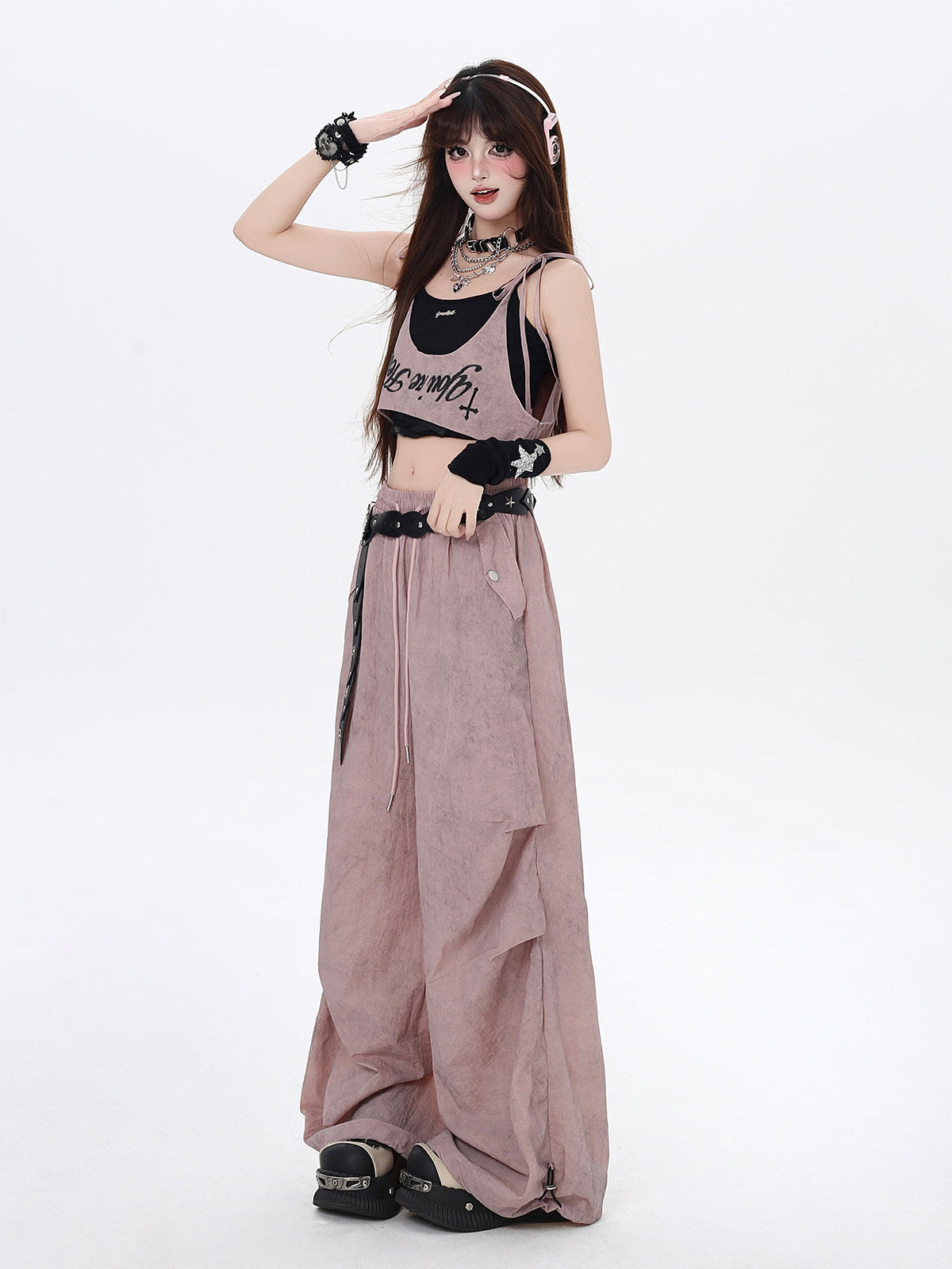 California Summer American Desert Hot Girl Layered Two-Piece High-Waist Work Casual Pants Set