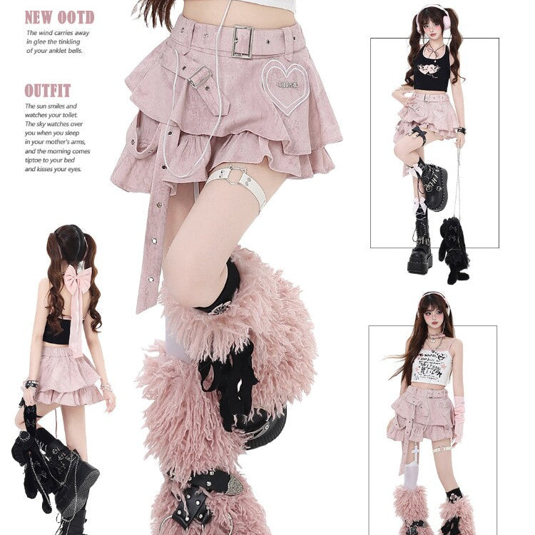 Millennium Sweet Y2K High Waist Irregular Pleated A-Line Skirt – Original Subculture Design