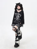 Shibuya Angel Subculture V-Neck Niche Design Oversized Sheer Long Sleeve Top T-Shirt – Spring Fall