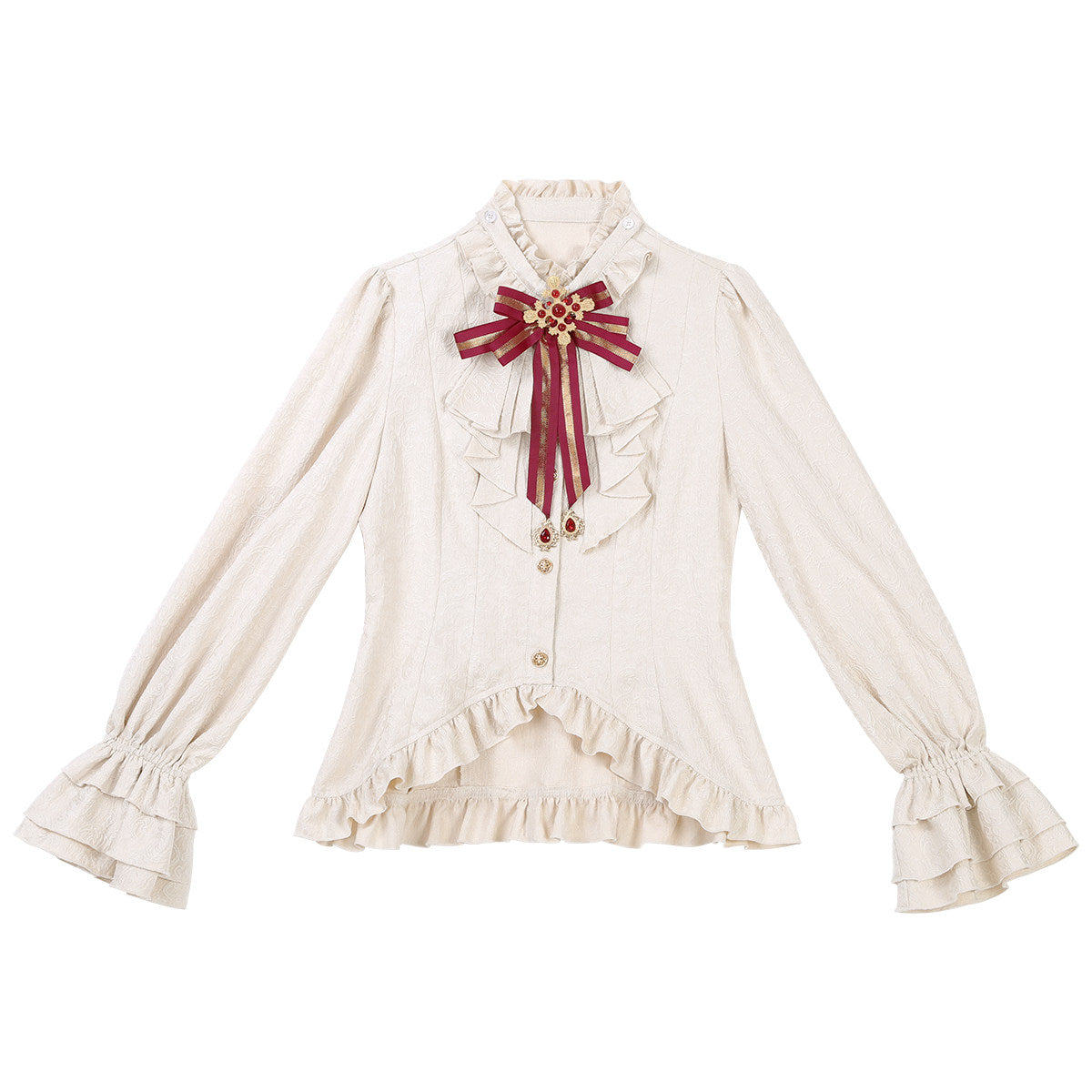 Prince Ouji Lolita Set- Embroidered Jacket Top Shorts-Burgundy Autumn Winter S-XXL