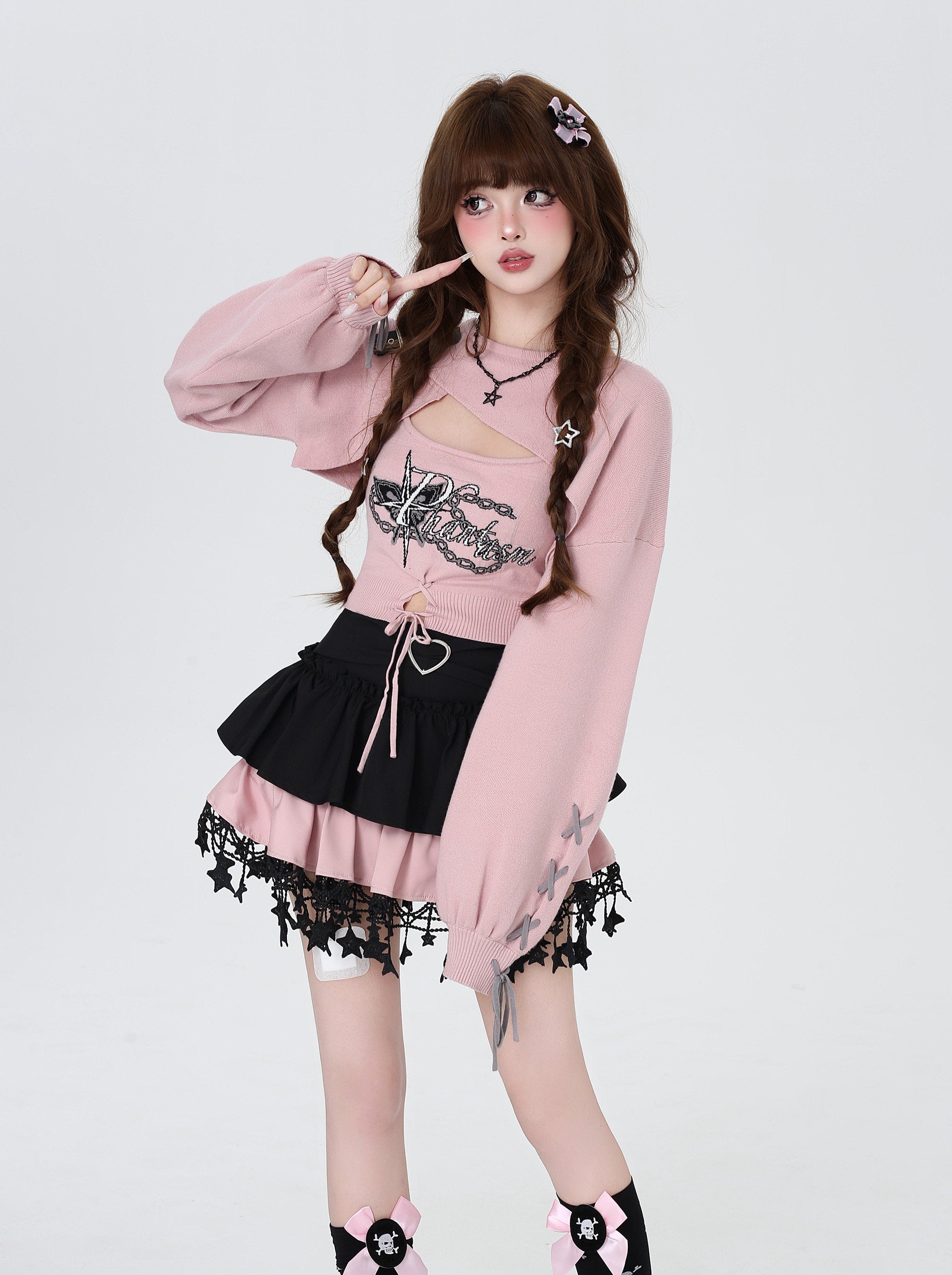 Love Heart Rate Original Sweet Spicy Long Sleeve Knit Two-Piece Set – Women's Outfit