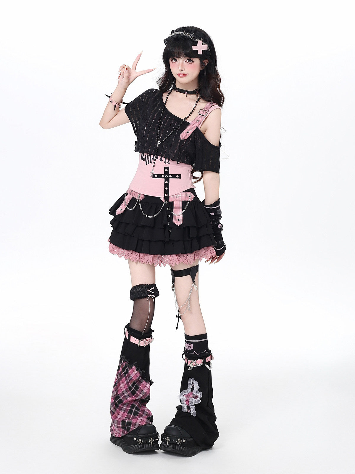 CrazyGirl Original Sweet Cool Chain Color Block Plush Cake Dress – Summer Mini Dress