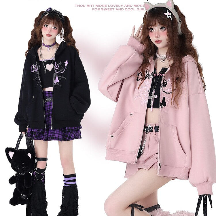 Broken Butterfly Original Sweet Subpunk Niche Oversized Versatile Hoodie Jacket – Early Spring