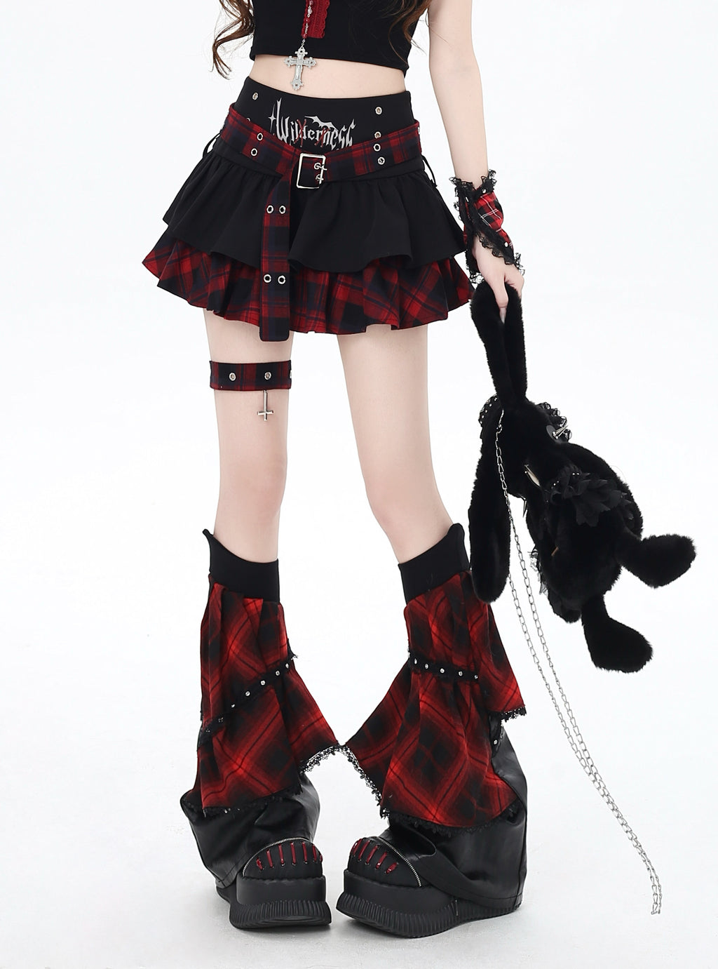 Goth Idol Millennium Plaid Cake Skirt – Original Subculture Niche Design for Summer