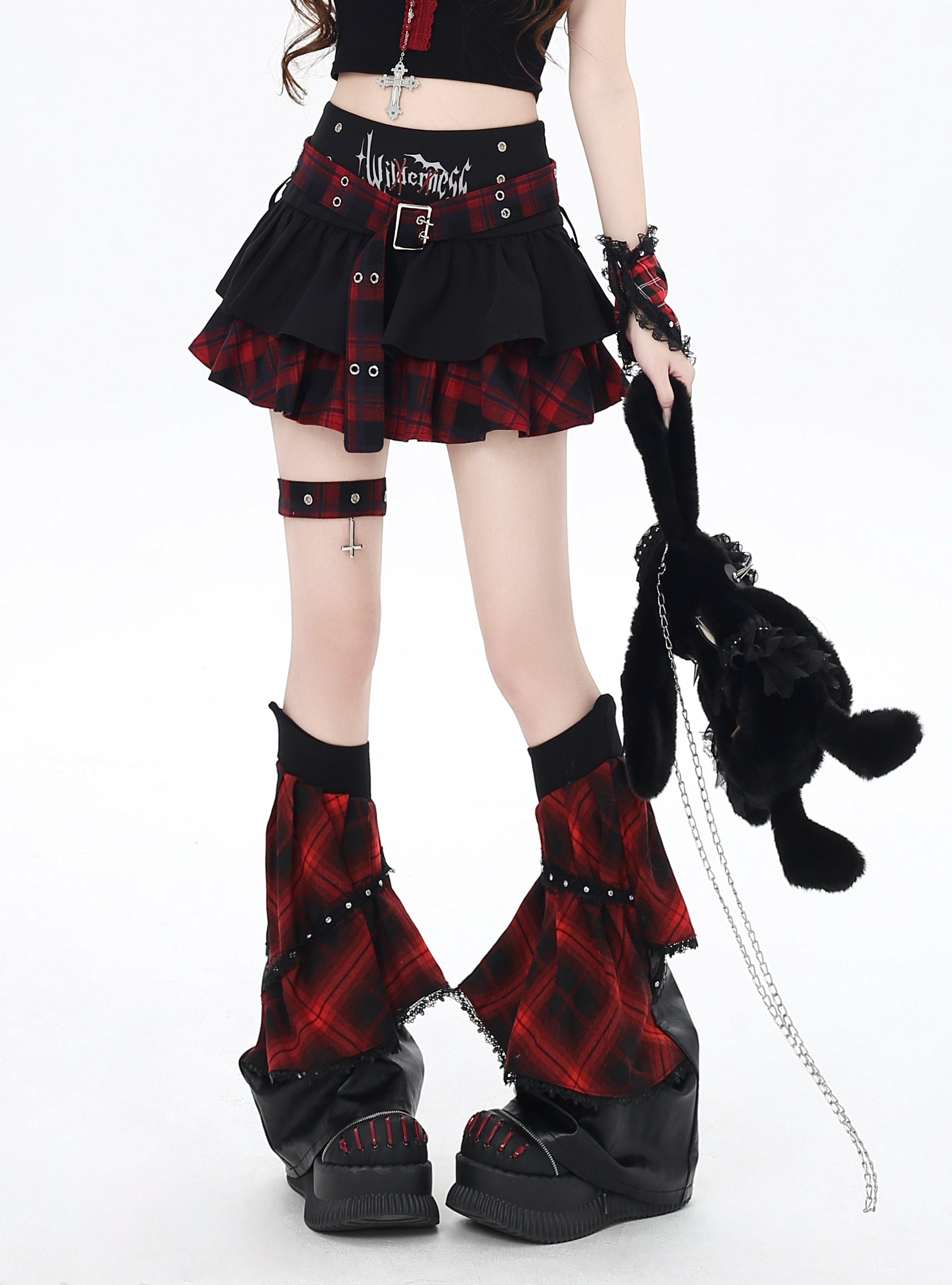 Goth Idol Millennium Plaid Cake Skirt – Original Subculture Niche Design for Summer