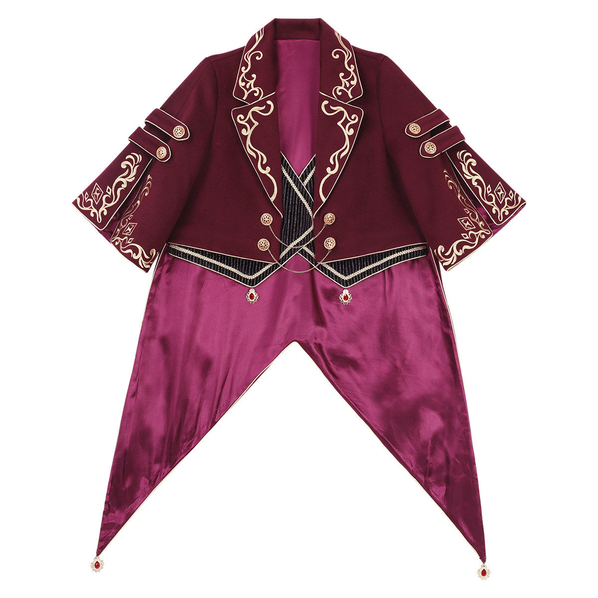 Prince Ouji Lolita Set- Embroidered Jacket Top Shorts-Burgundy Autumn Winter S-XXL
