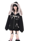 Devil Rabbit Original Plush Suede Patchwork Padded Warm Winter Jacket – Women's Coat