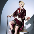 Prince Ouji Lolita Set- Embroidered Jacket Top Shorts-Burgundy Autumn Winter S-XXL
