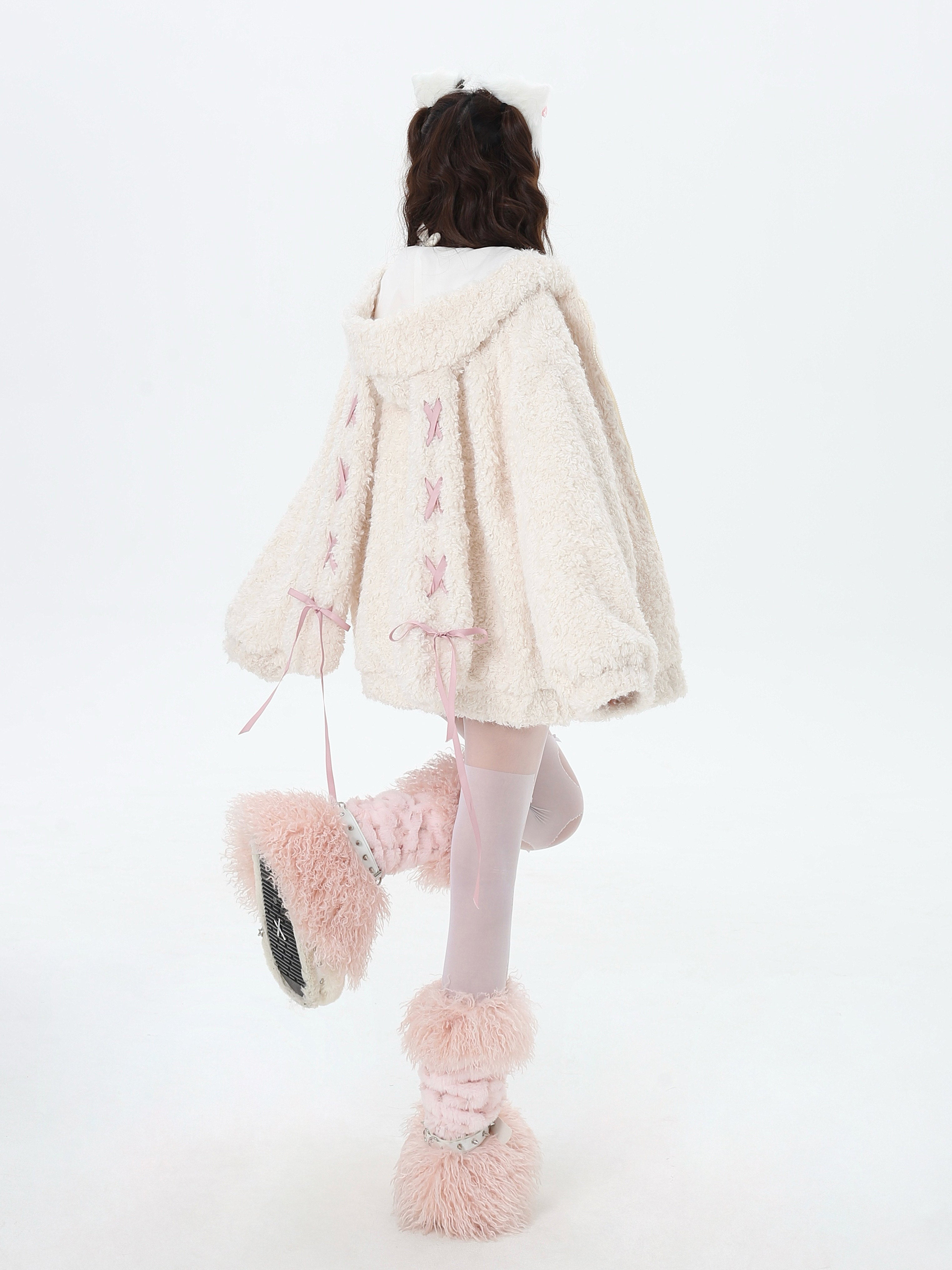 Strapped Little Rabbit Original Sweet Girl Bunny Ear Oversized Fleece Hoodie – Warm Thick Winter Coat
