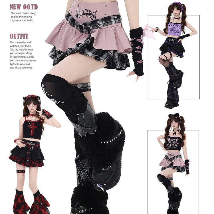 Goth Idol Millennium Plaid Cake Skirt – Original Subculture Niche Design for Summer