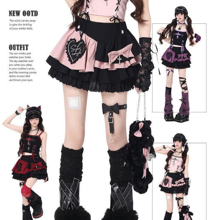 Crazy Girl Original Sweet Niche Tied Puffy Skirt Cake Dress – Cute Mini Party Dress