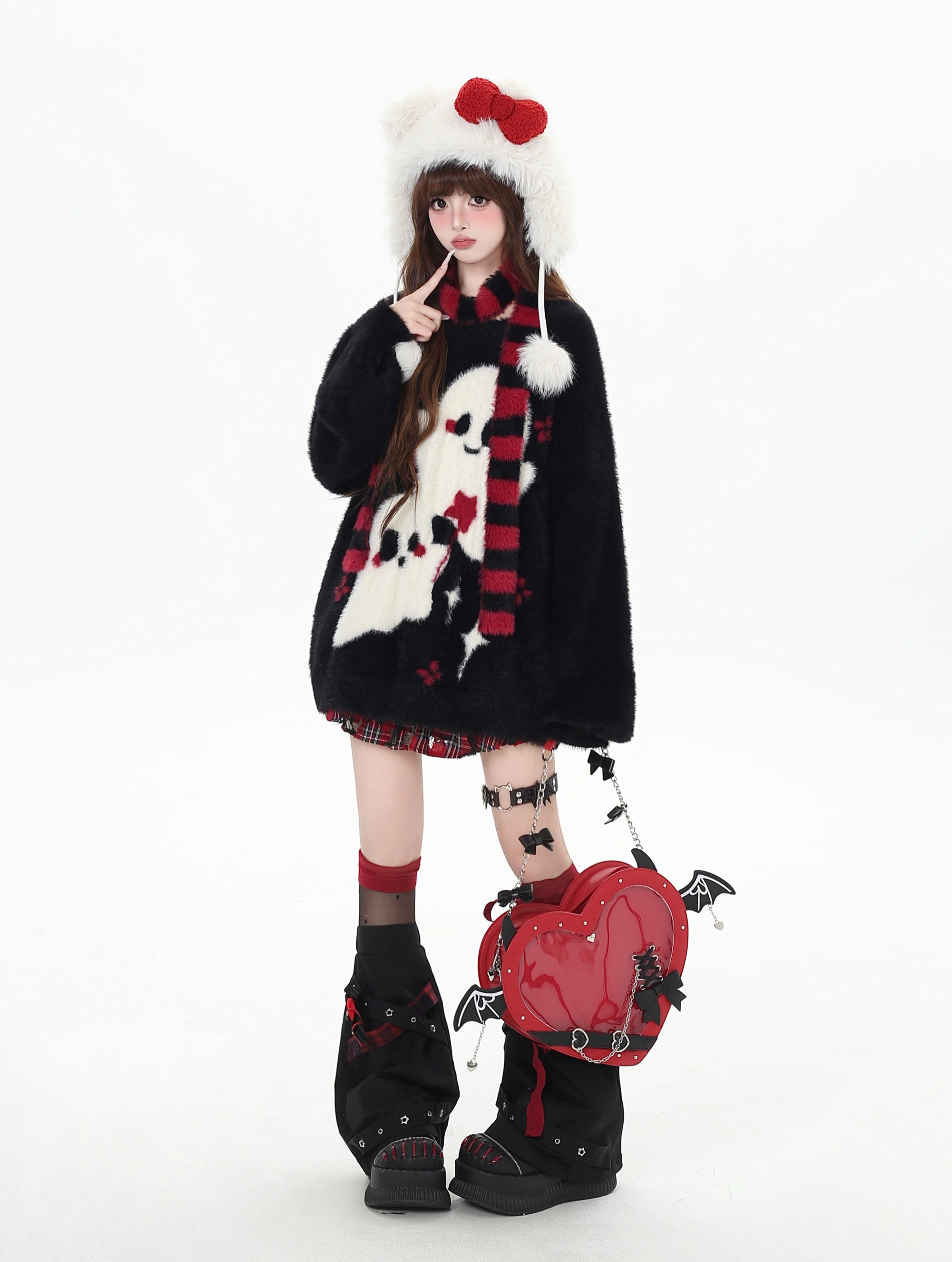 Ghost Paradise Subculture Cute Soft Versatile Mink Fur Pullover Scarf Sweater