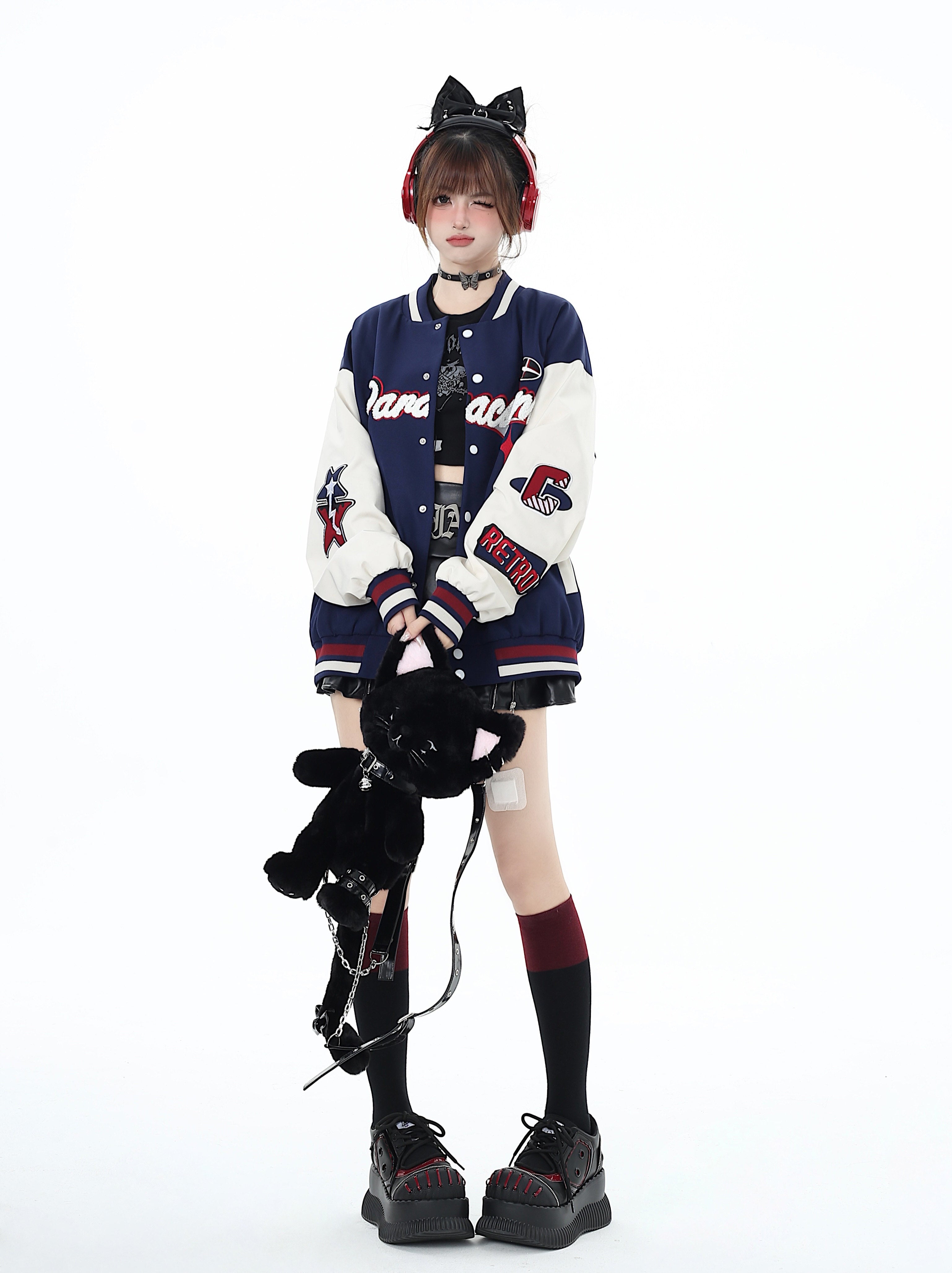CrazyGirl American Street Original Vintage Baseball Jacket – Fall Winter Academy High Street Oversized Versatile Jacket