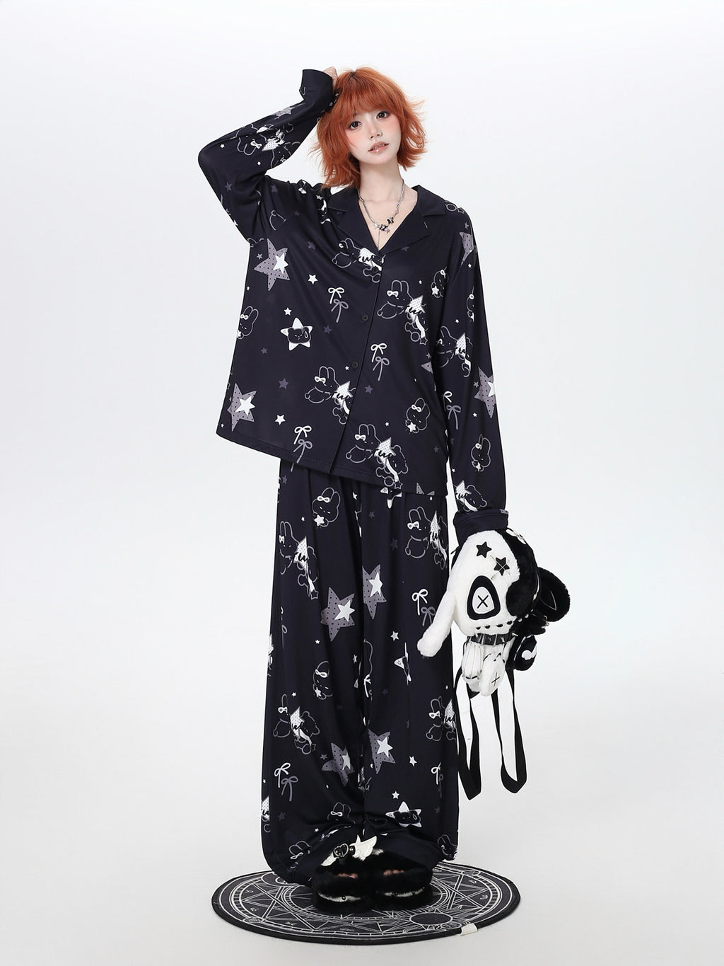 Original Black & White Rabbit Style Skin-Friendly Cozy Pajama Long Sleeve Loungewear Set – Spring Summer Girls