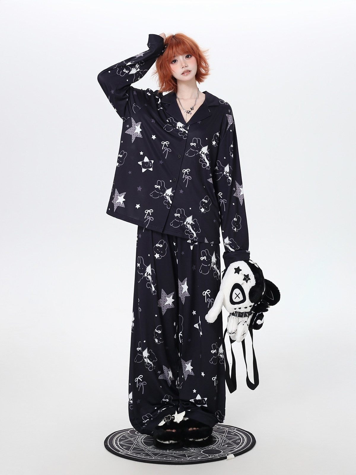 Original Black & White Rabbit Style Skin-Friendly Cozy Pajama Long Sleeve Loungewear Set – Spring Summer Girls