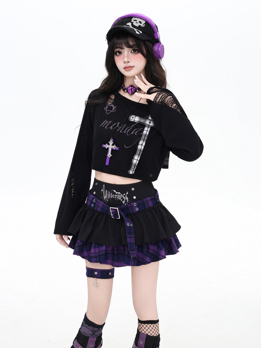 set01 _ Leaf Cross Pattern Knit Cover-Up – Shoulder Strap Cropped Knit Top | pynkpig