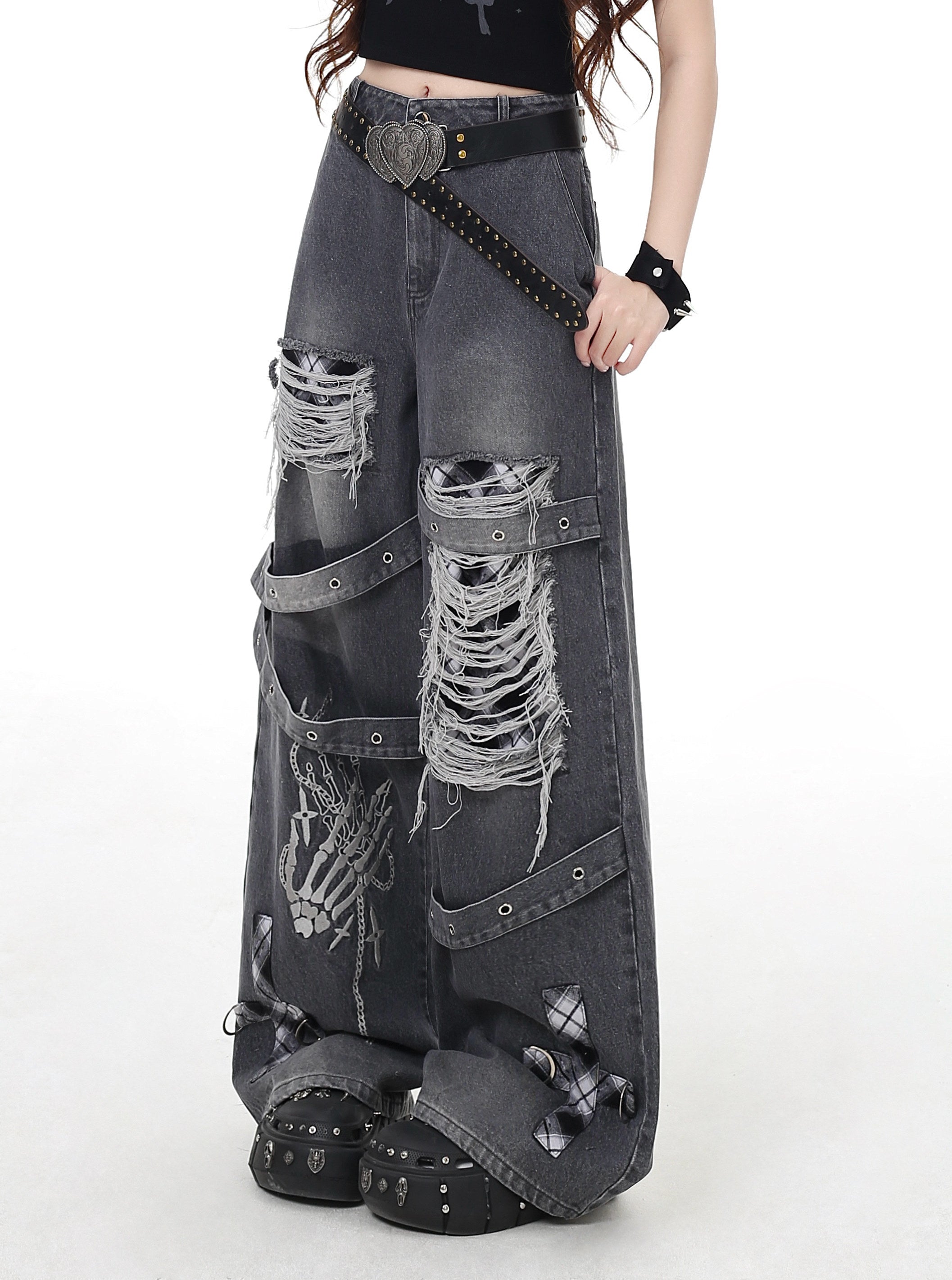 Escape Coachella Original Niche Punk Vintage Distressed Washed Denim Jeans – Spring Summer