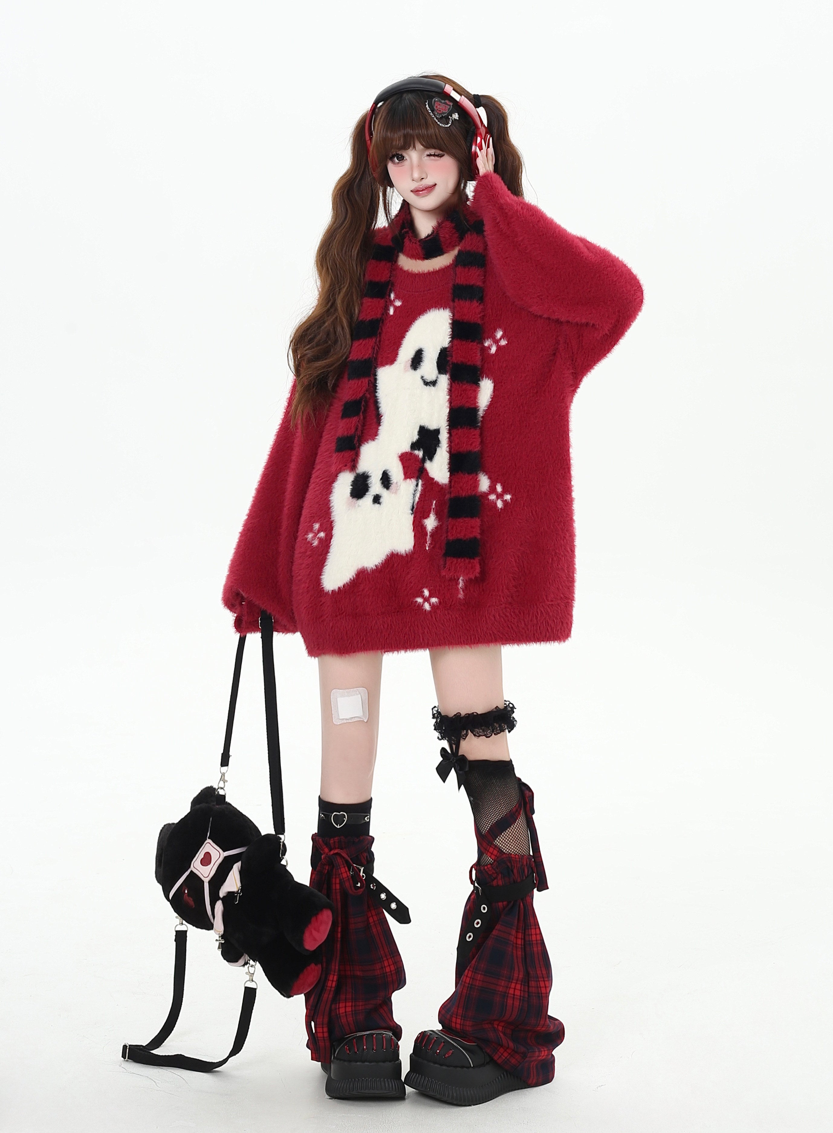 Ghost Paradise Subculture Cute Soft Versatile Mink Fur Pullover Scarf Sweater
