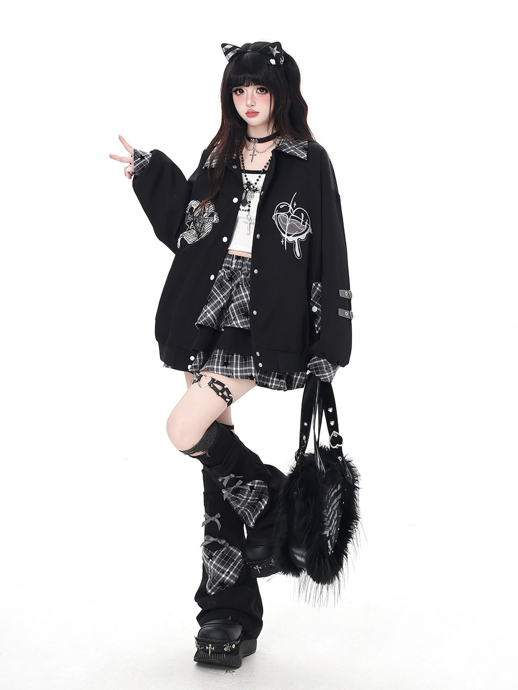 Senior Destruction 2.0 Original Star Pattern Heavy Half-Length Cake Skirt – Women's Mini Skirt