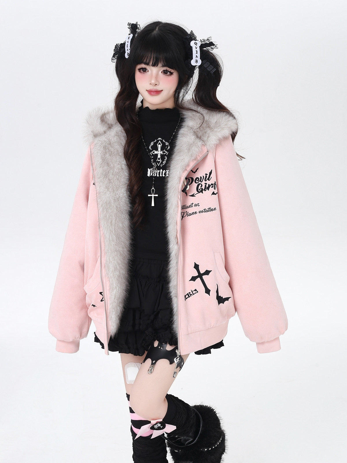 Devil Rabbit Original Plush Suede Patchwork Padded Warm Winter Jacket – Women's Coat