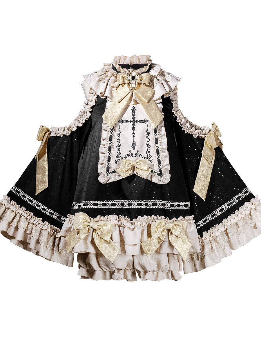 Gothic Lolita Prince Set - Dark Academia Cross Top & Shorts - S-2XL