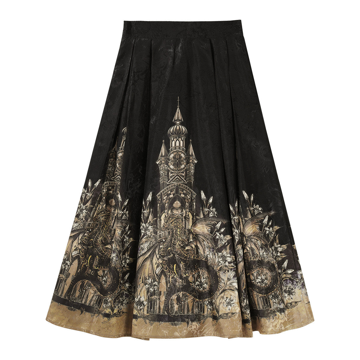 Time Dragon Lolita Set- Dark Academic Cape Coat Vintage Clock Print Dress- Black Gold S-XL