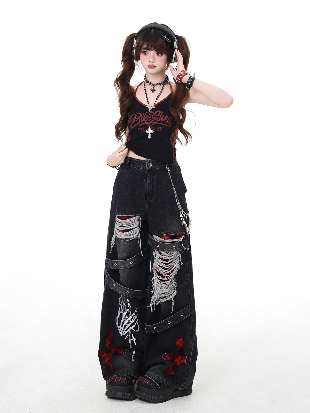 Escape Coachella Original Niche Punk Vintage Distressed Washed Denim Jeans – Spring Summer