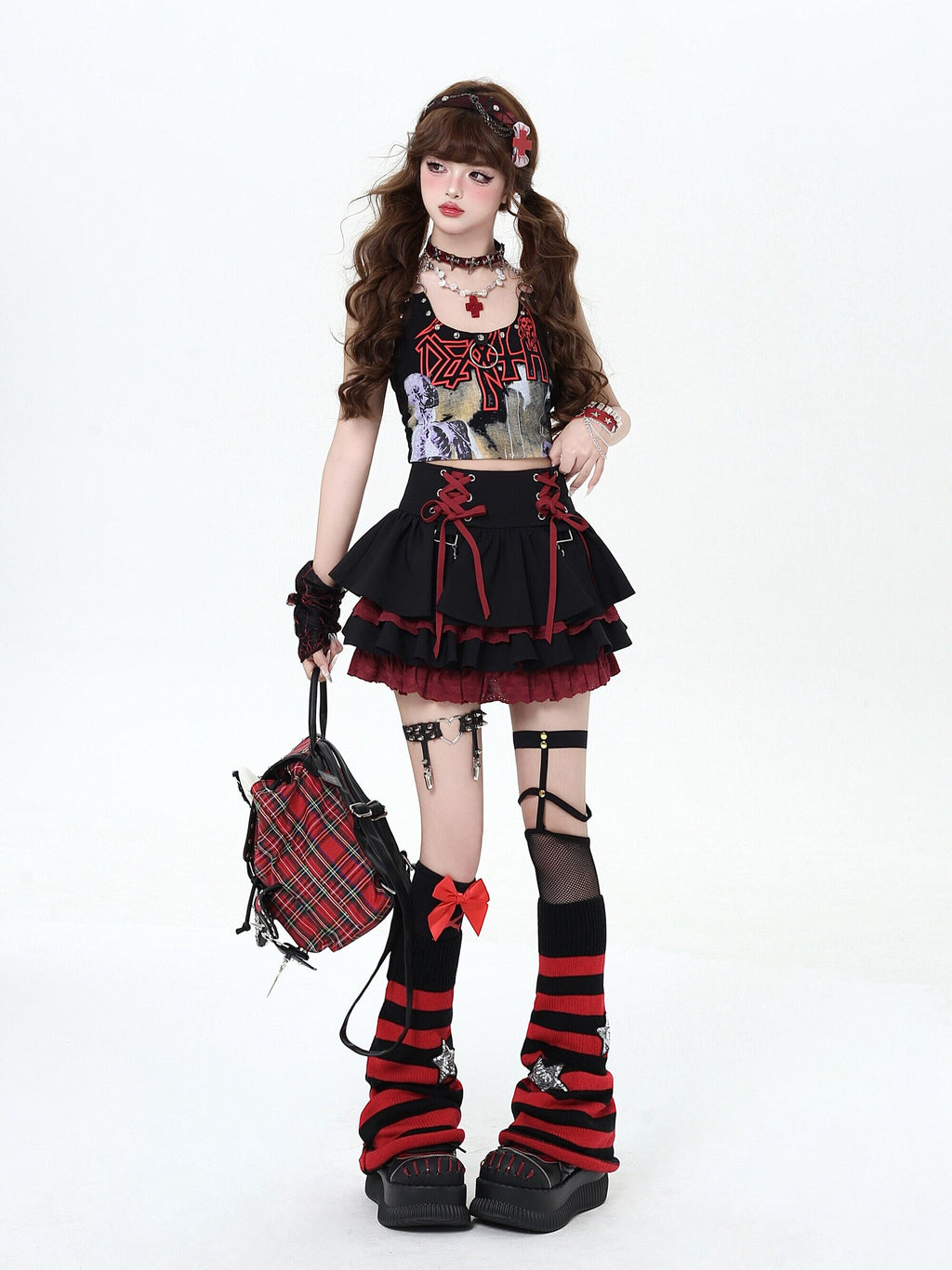 Rebellion Era Original Y2K Sweet Cool Edgy Girl Strap Lace Puffy Skirt Cake Dress