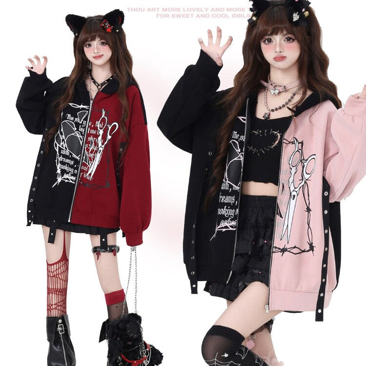 Worth Every Penny Original Sweet Cool Color Block Oversized Hoodie with Fleece Lining