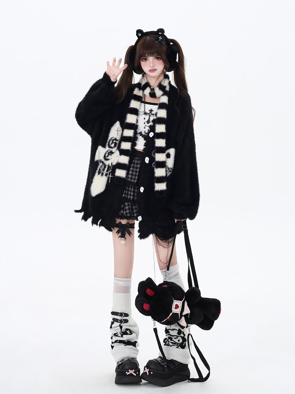 Apocalypse Mist Mink Fur Cardigan with Neck Warmer – Original Subculture Design