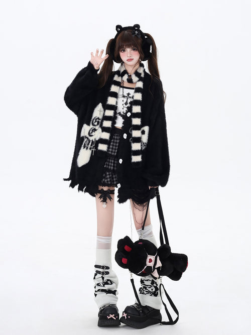 Apocalypse Mist Mink Fur Cardigan with Neck Warmer – Original Subculture Design