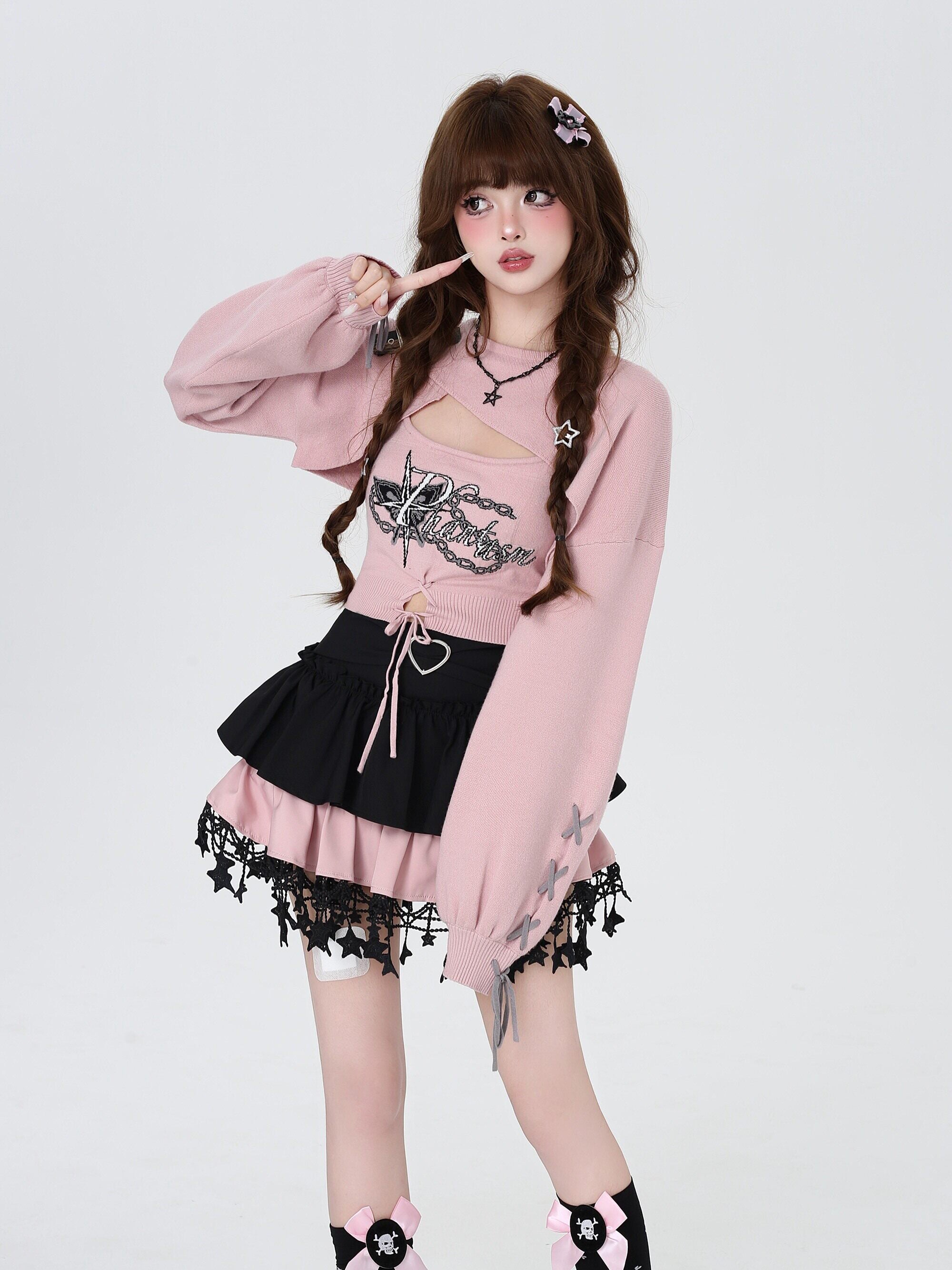 Love Heart Rate Original Sweet Spicy Long Sleeve Knit Two-Piece Set – Women's Outfit