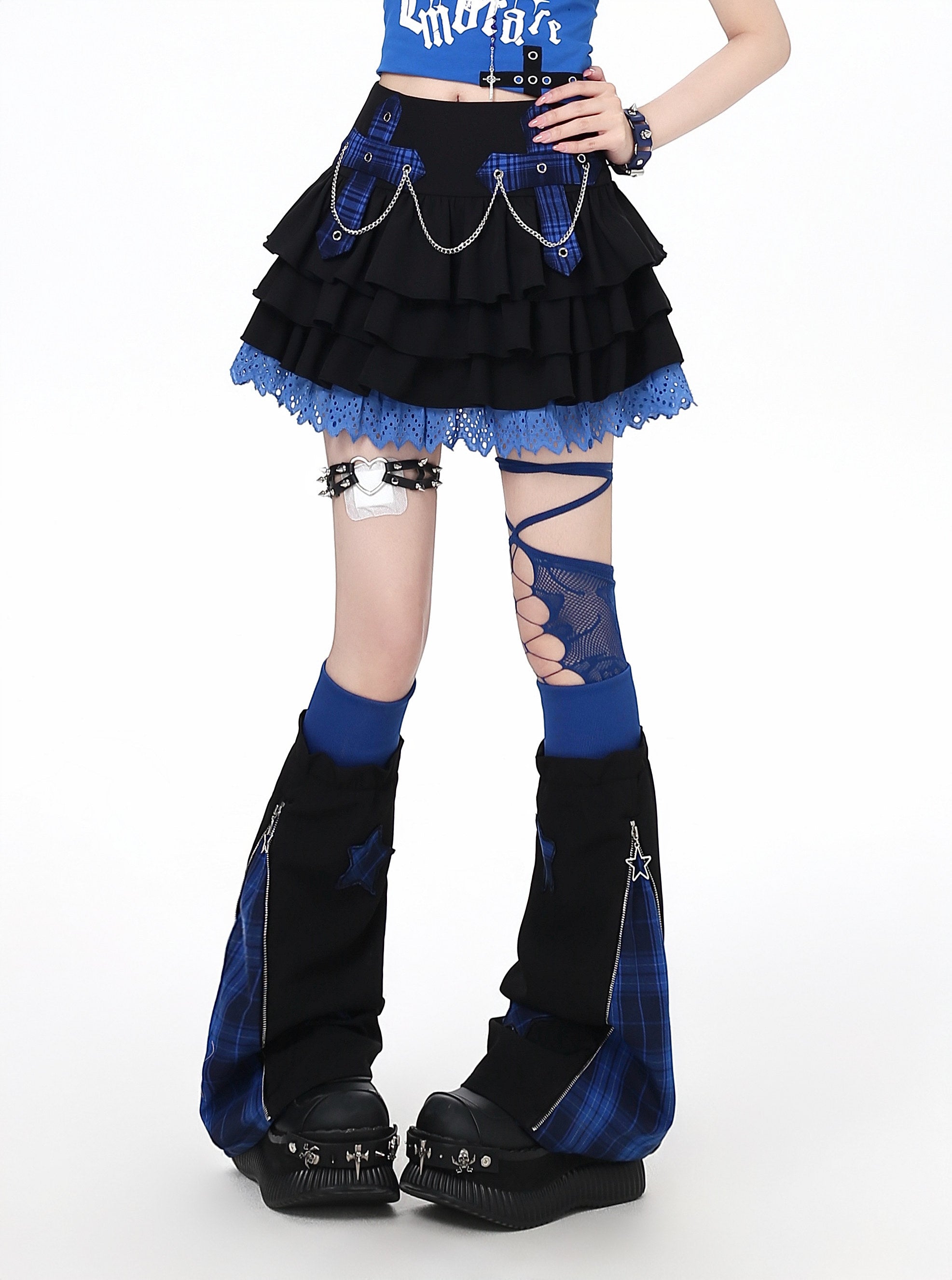 CrazyGirl Original Sweet Cool Chain Color Block Plush Cake Dress – Summer Mini Dress