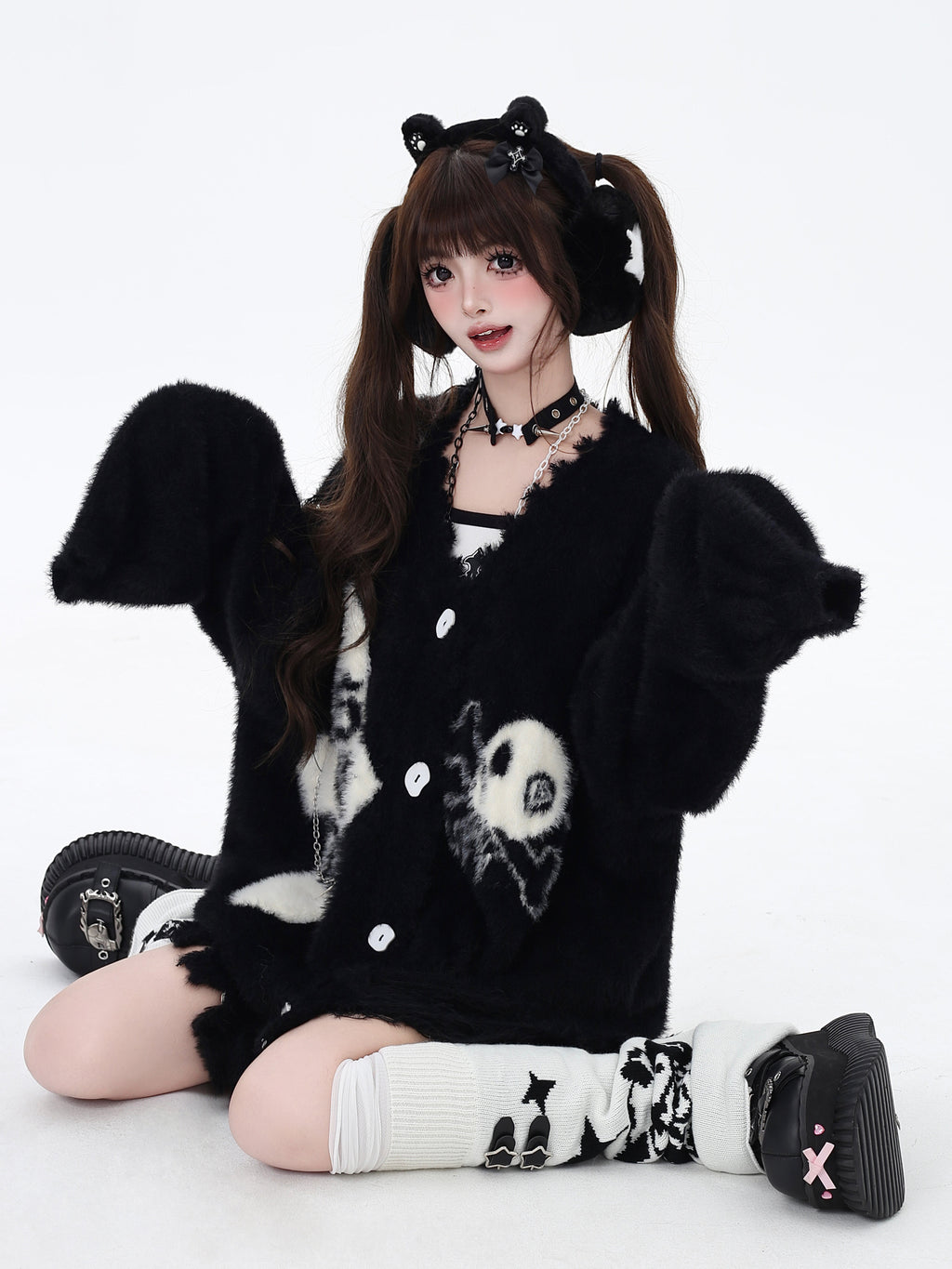 Apocalypse Mist Mink Fur Cardigan with Neck Warmer – Original Subculture Design