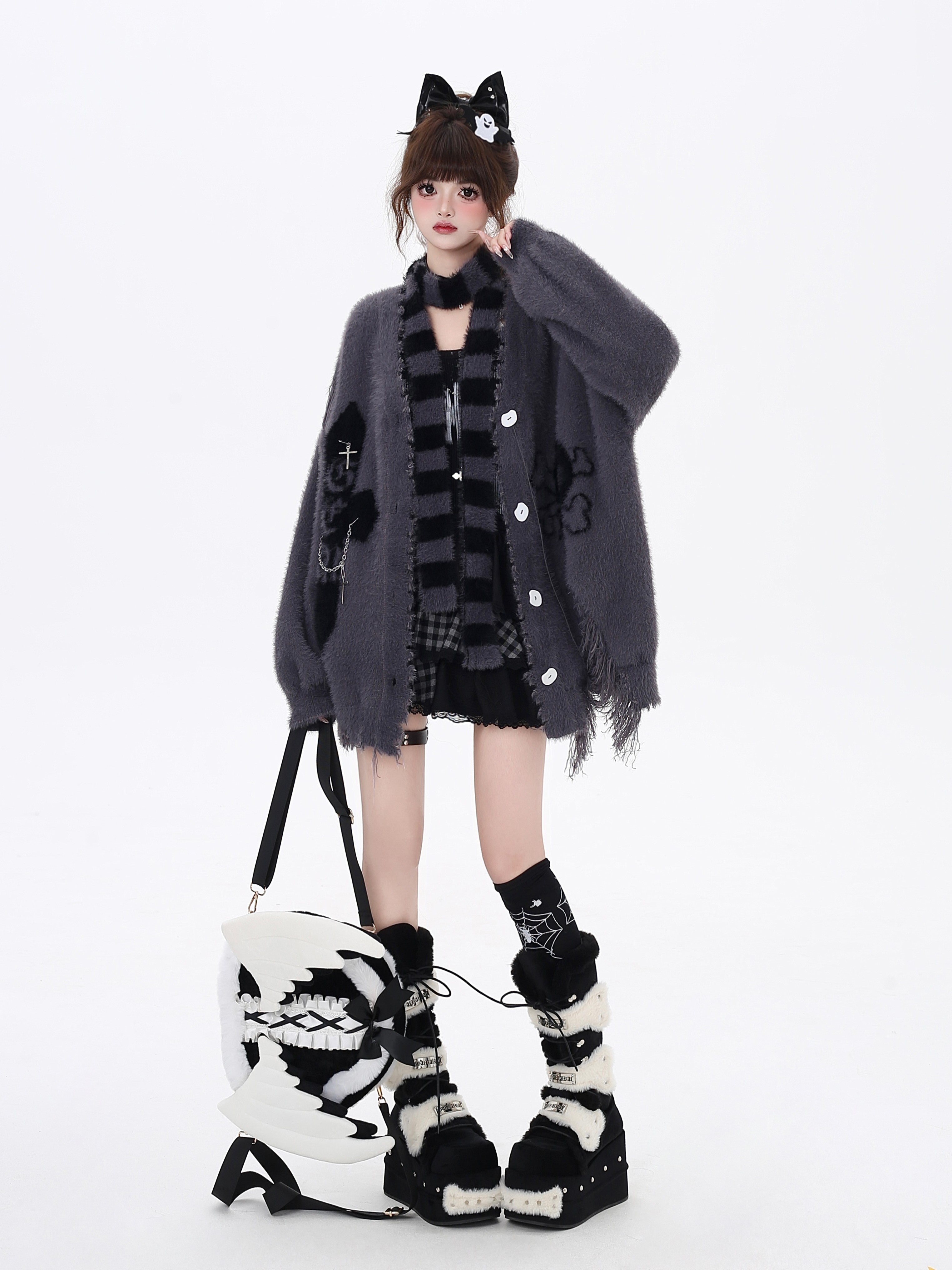 Apocalypse Mist Mink Fur Cardigan with Neck Warmer – Original Subculture Design